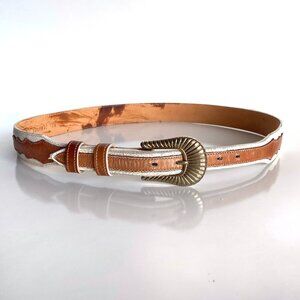 Tony Lama Pink Leather Western Belt Embossed Rhinestone Silver Buckle Studs 34 Tony Lama Pink Leather Western Belt Embossed Rhinestone  main image 4